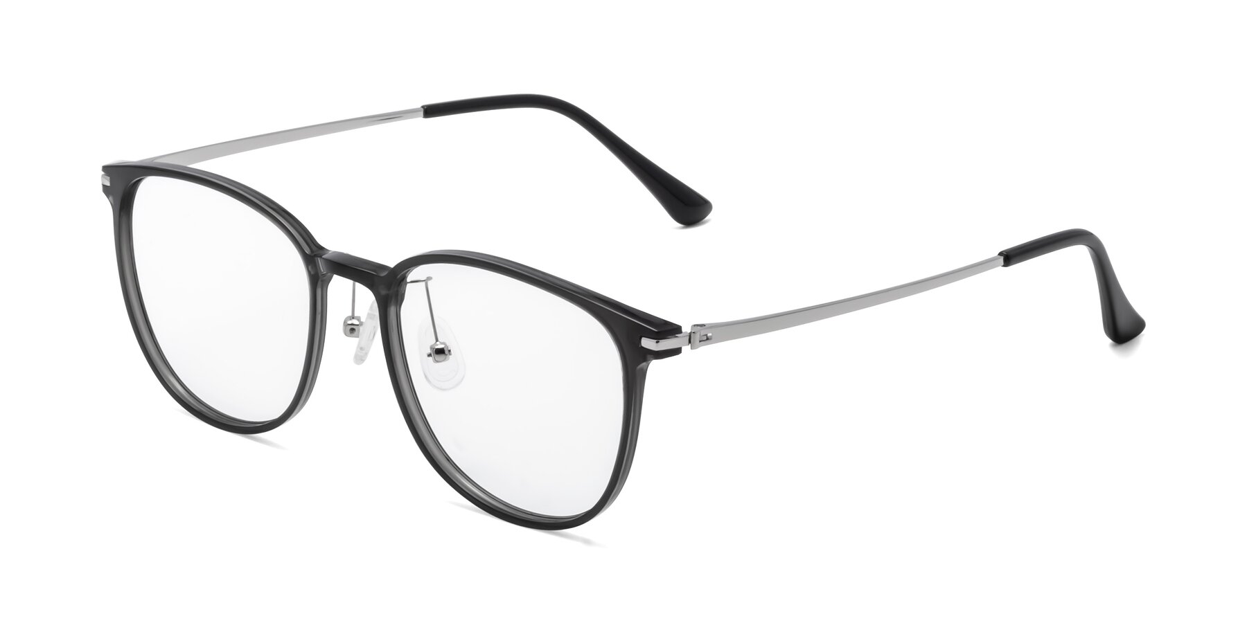 Side of Justice in Translucent Gray with Clear Reading Eyeglass Lenses