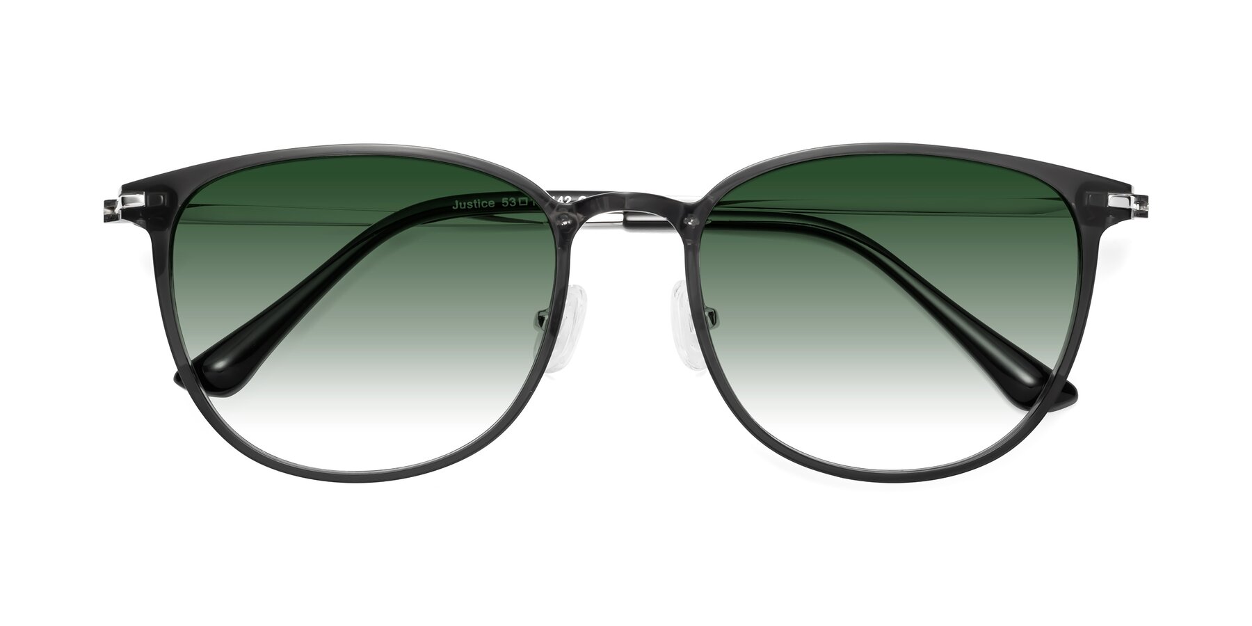 Folded Front of Justice in Translucent Gray with Green Gradient Lenses