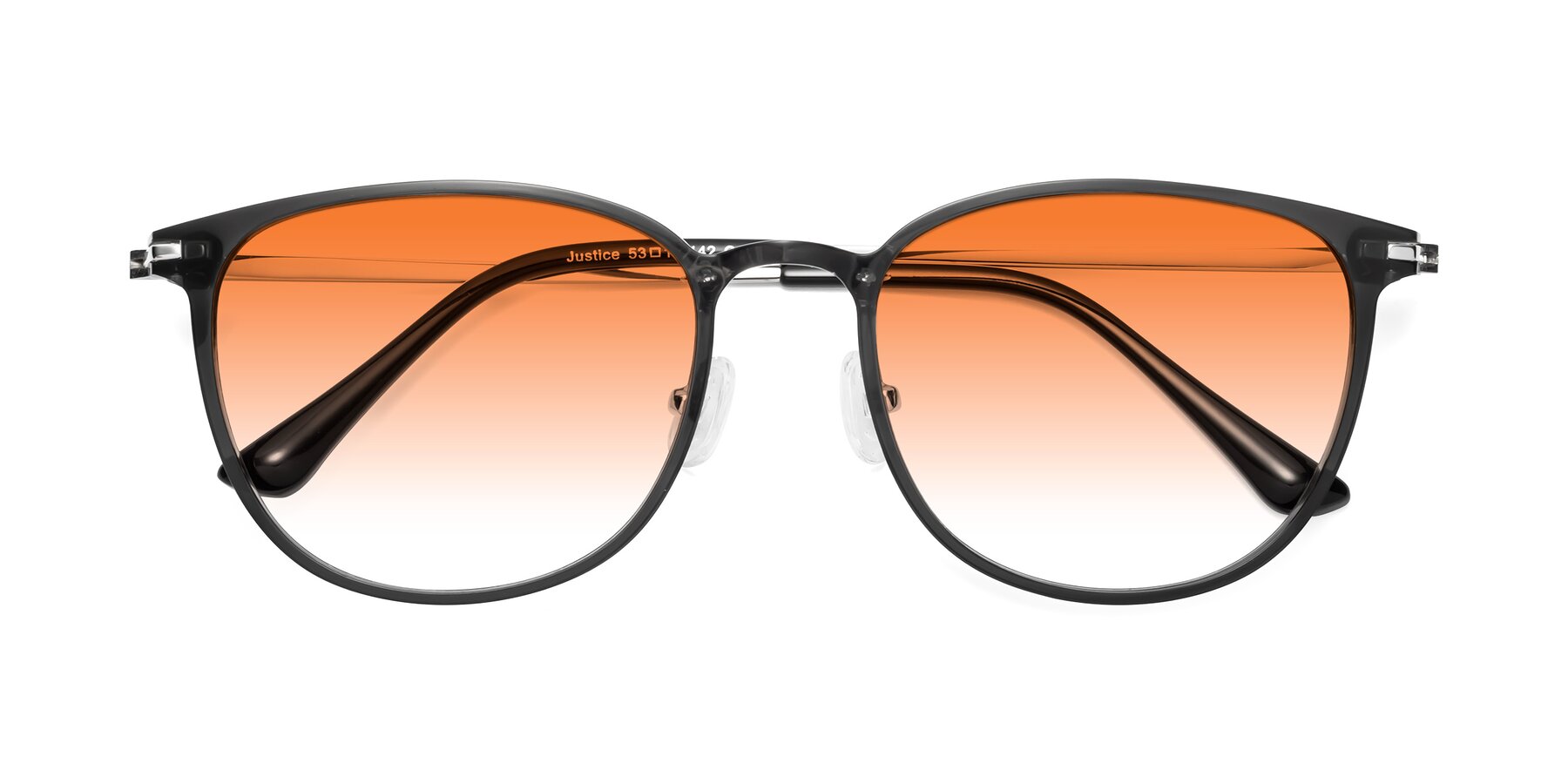 Folded Front of Justice in Translucent Gray with Orange Gradient Lenses