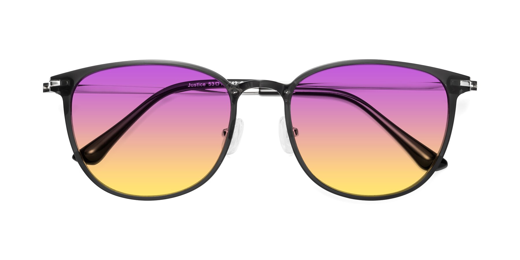 Folded Front of Justice in Translucent Gray with Purple / Yellow Gradient Lenses