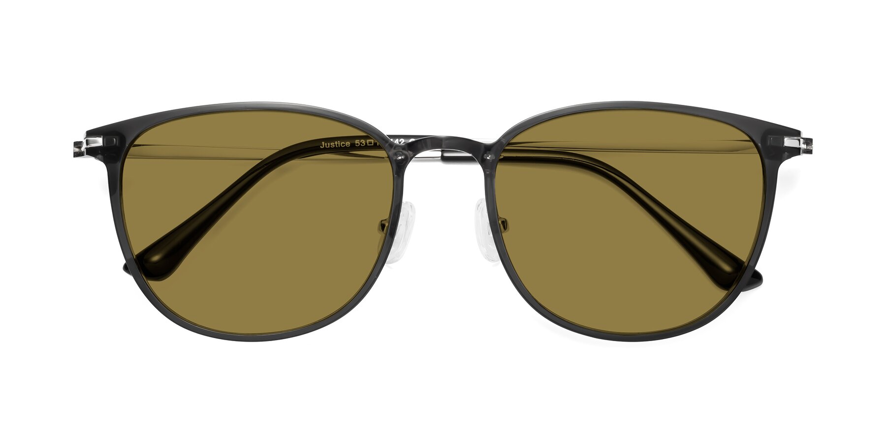 Folded Front of Justice in Translucent Gray with Brown Polarized Lenses