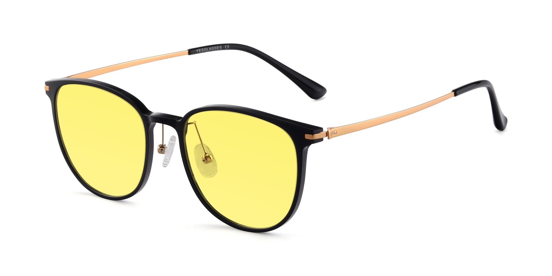 Angle of Justice in Black with Medium Yellow Tinted Lenses