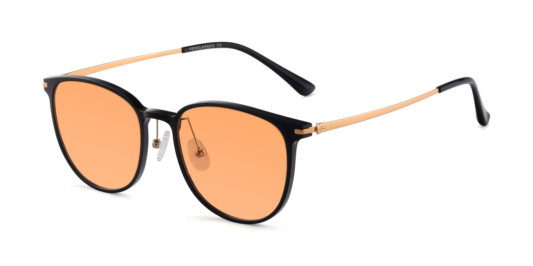 Angle of Justice in Black with Medium Orange Tinted Lenses