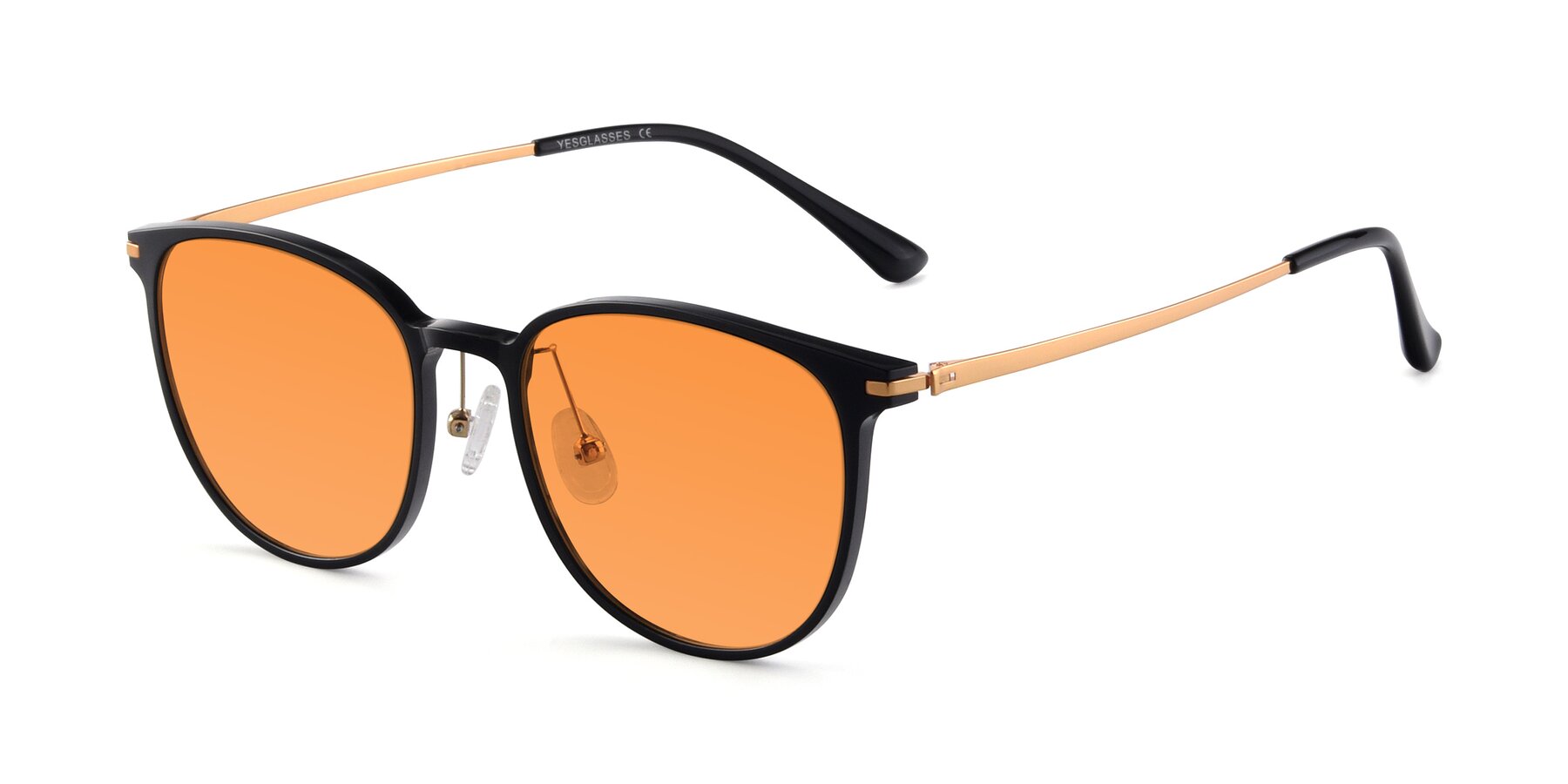 Angle of Justice in Black with Orange Tinted Lenses