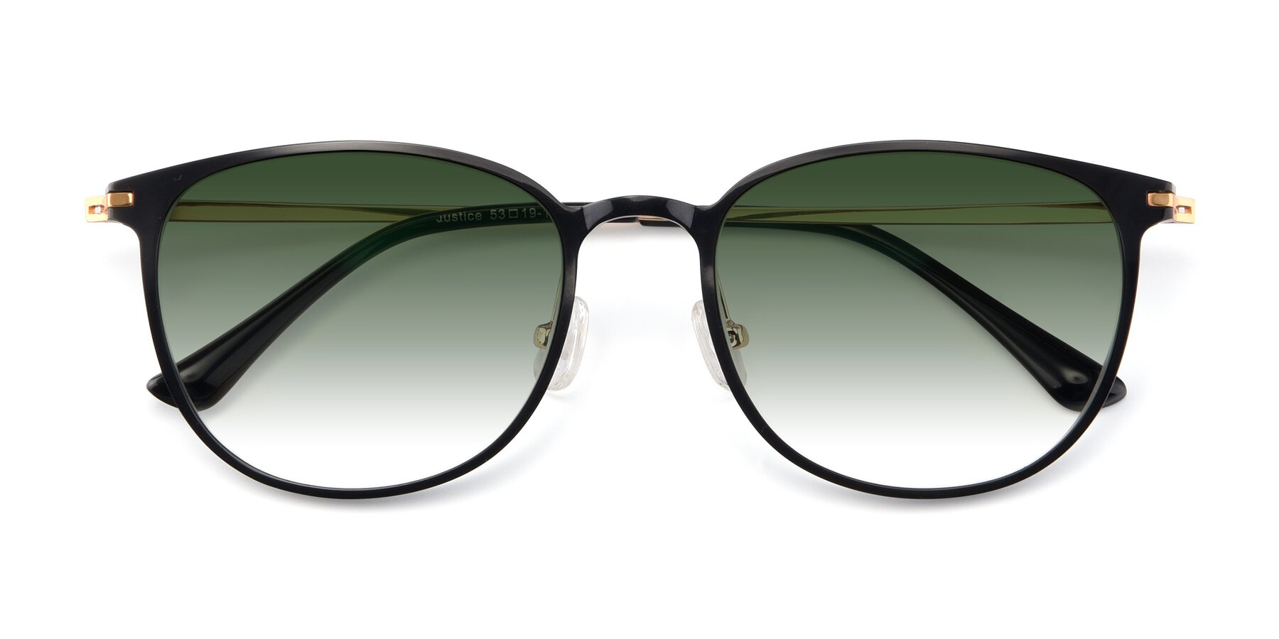 Folded Front of Justice in Black with Green Gradient Lenses
