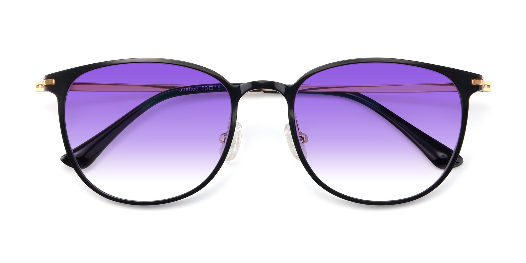Folded Front of Justice in Black with Purple Gradient Lenses