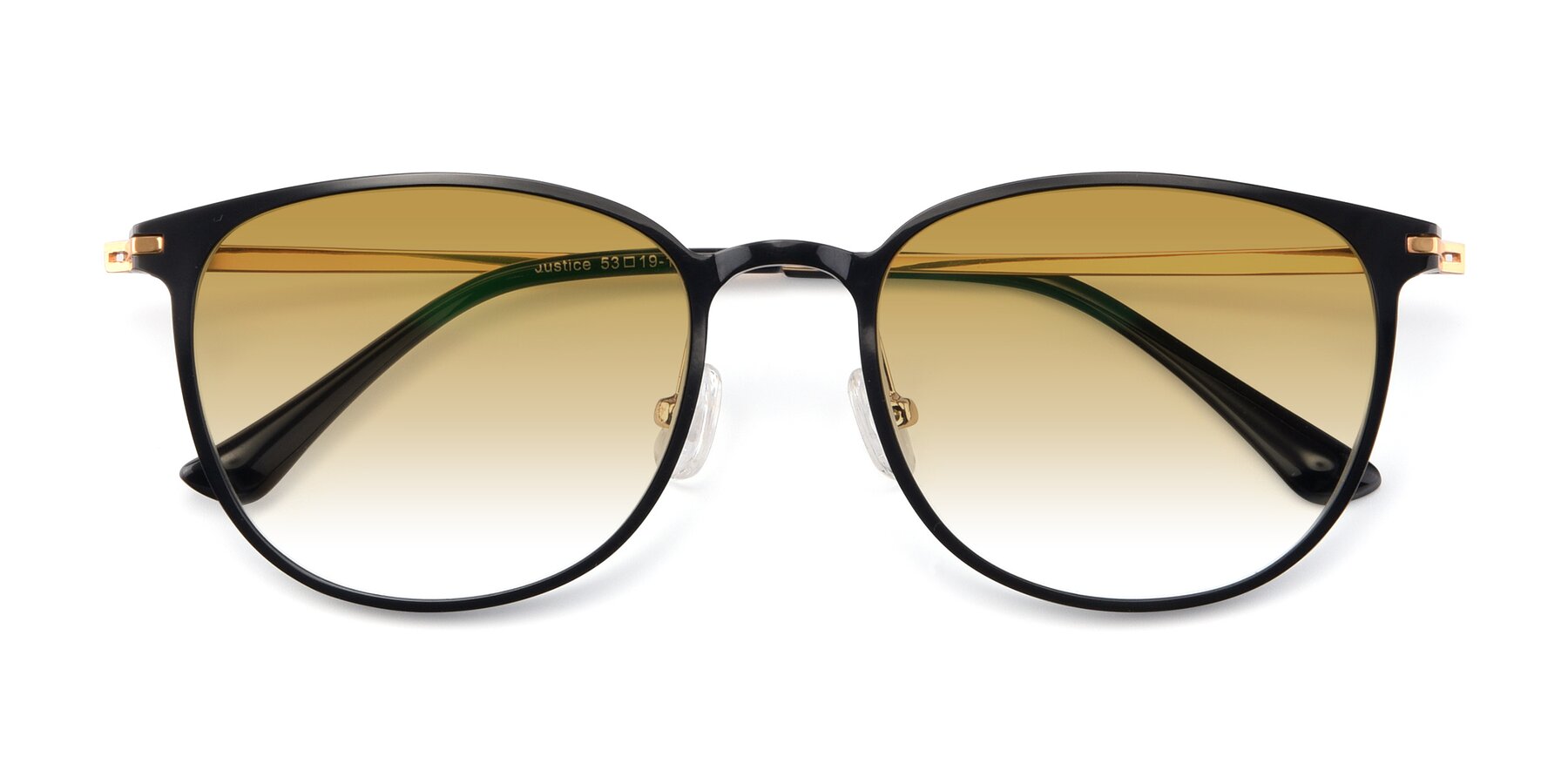 Folded Front of Justice in Black with Champagne Gradient Lenses