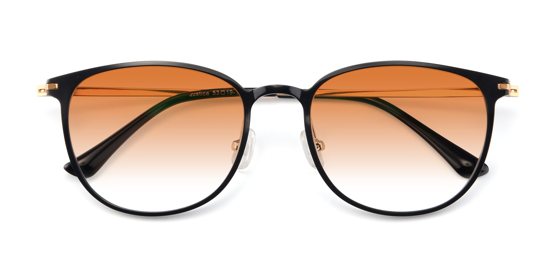 Folded Front of Justice in Black with Orange Gradient Lenses