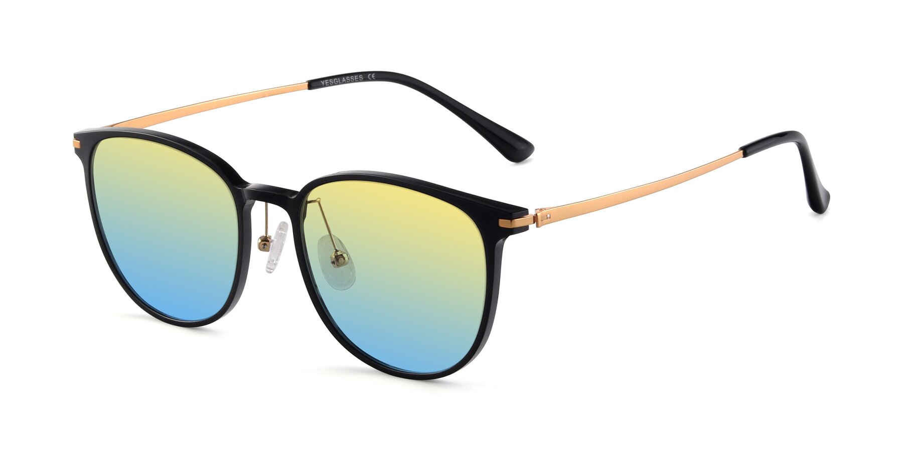 Angle of Justice in Black with Yellow / Blue Gradient Lenses