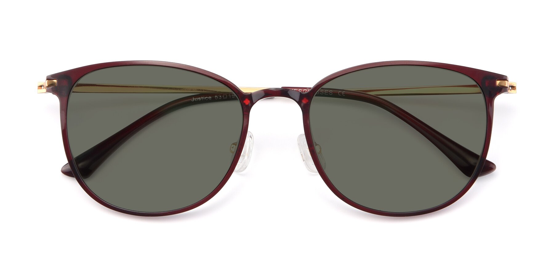 Folded Front of Justice in Wine with Gray Polarized Lenses