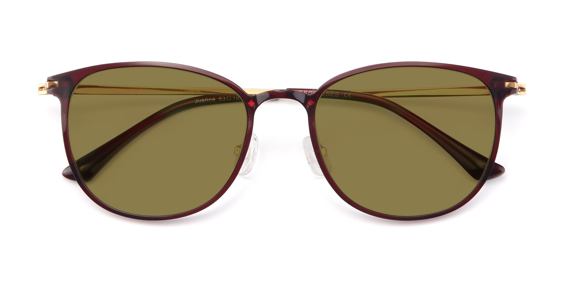 Folded Front of Justice in Wine with Brown Polarized Lenses