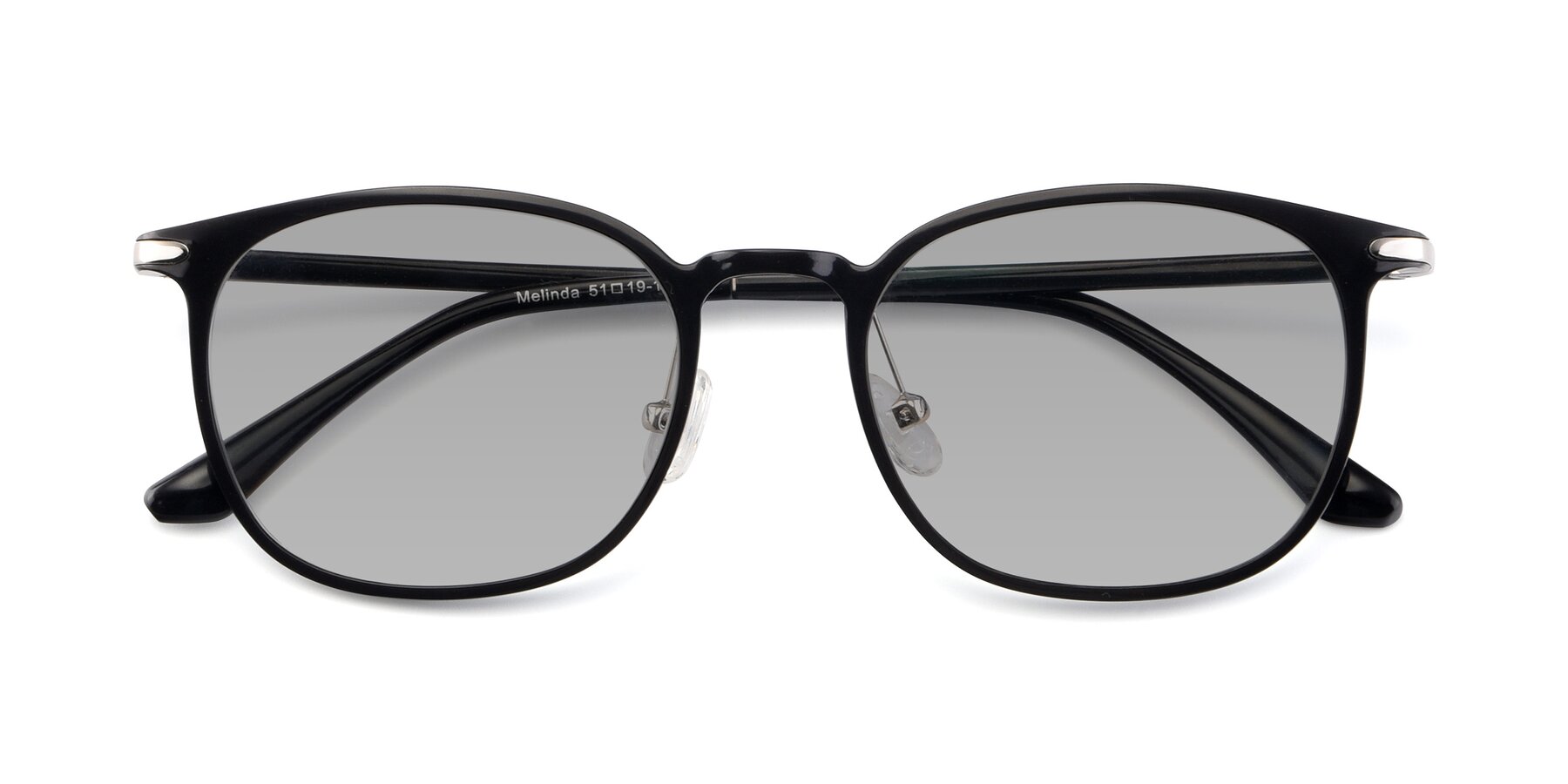 Folded Front of Melinda in Black with Light Gray Tinted Lenses