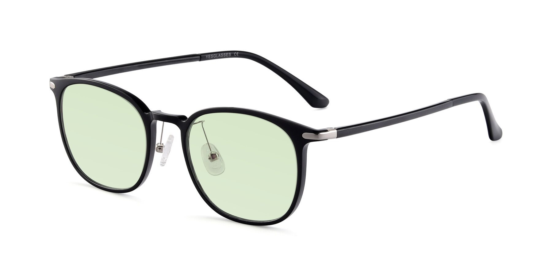 Angle of Melinda in Black with Light Green Tinted Lenses