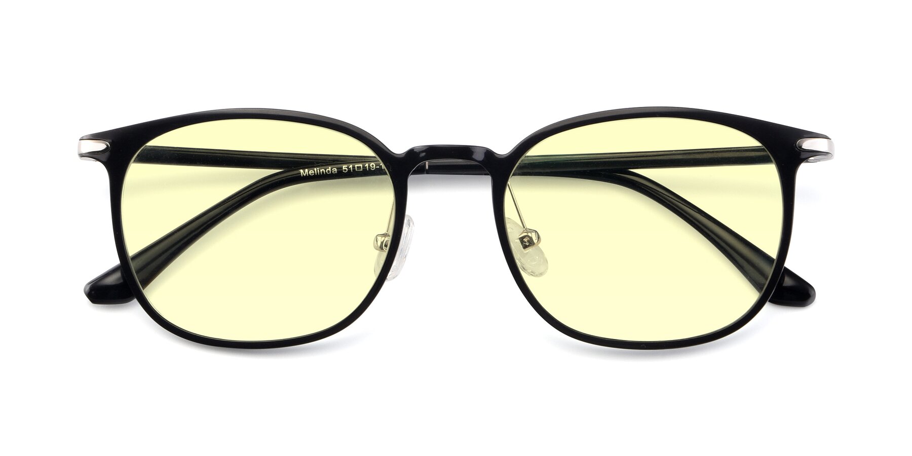 Folded Front of Melinda in Black with Light Yellow Tinted Lenses