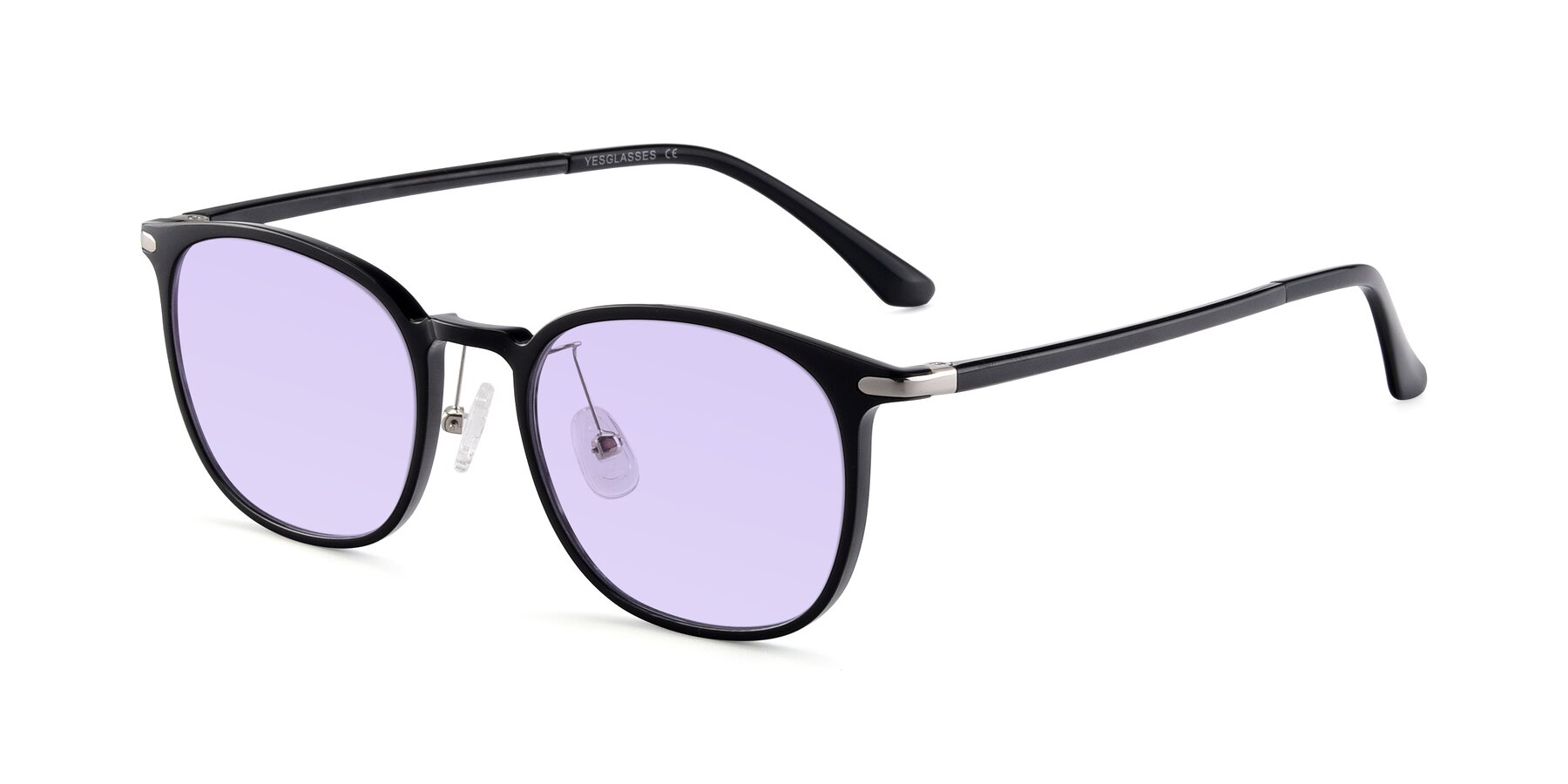 Angle of Melinda in Black with Light Purple Tinted Lenses