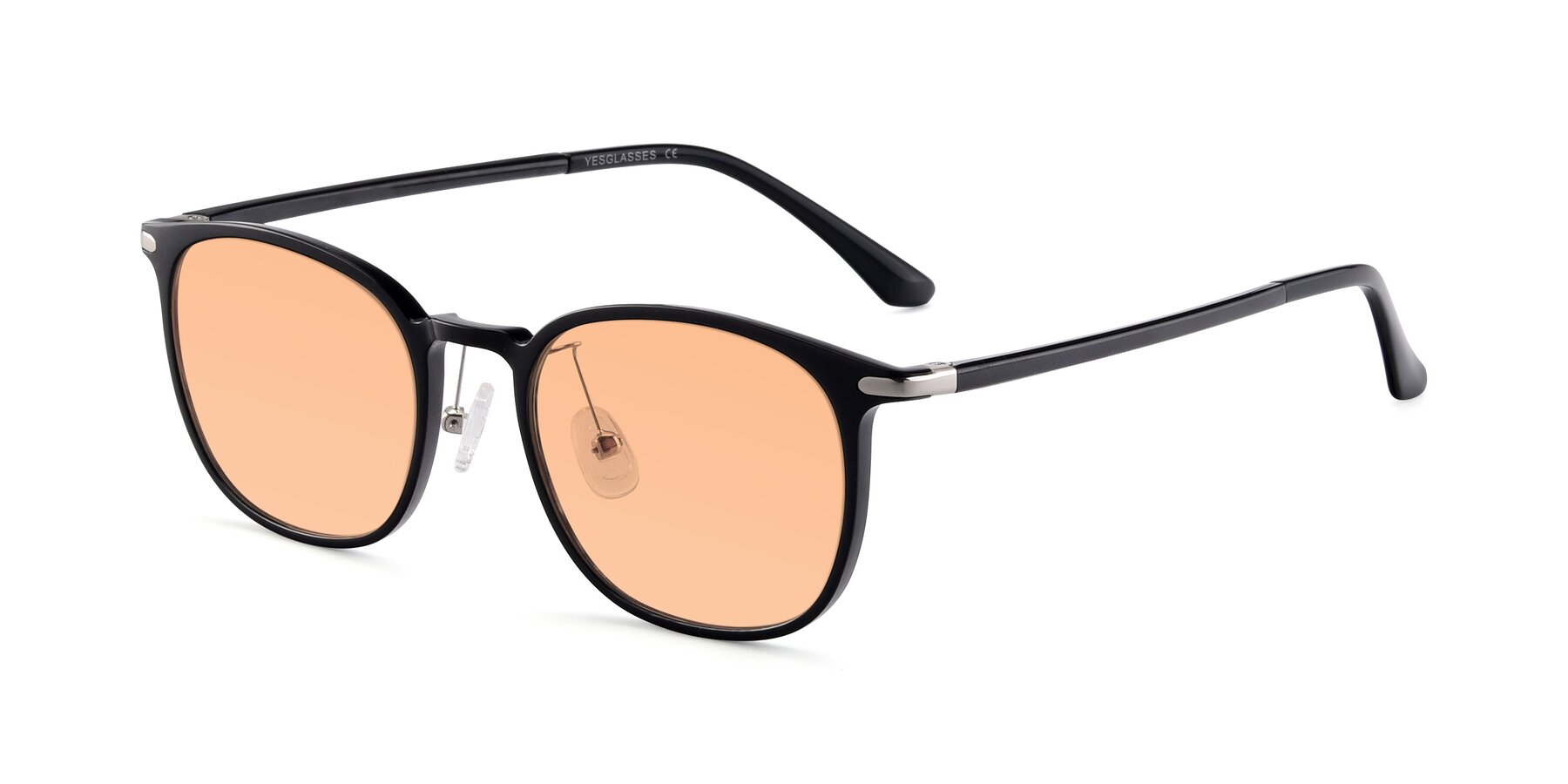 Angle of Melinda in Black with Light Orange Tinted Lenses