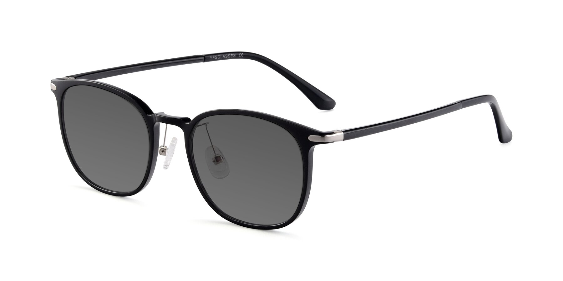 Angle of Melinda in Black with Medium Gray Tinted Lenses