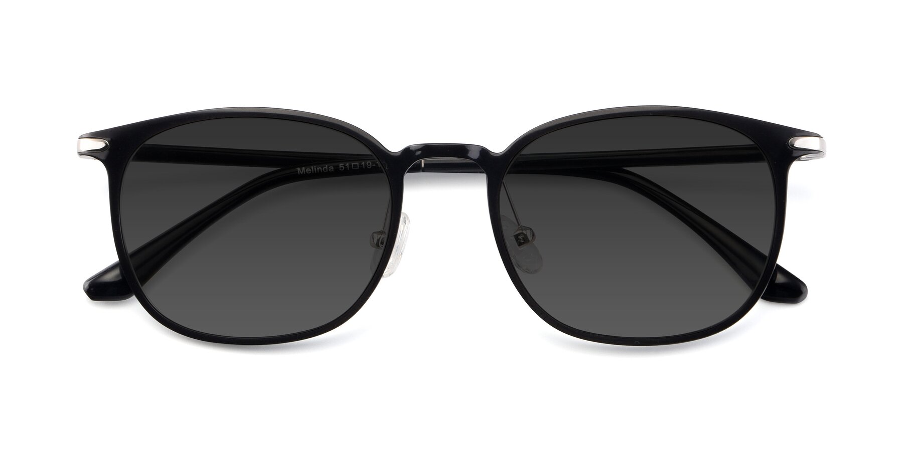 Folded Front of Melinda in Black with Gray Tinted Lenses