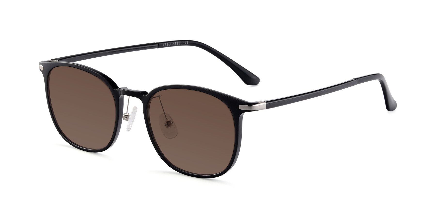 Angle of Melinda in Black with Brown Tinted Lenses