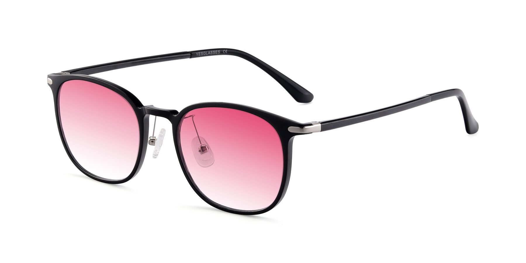 Angle of Melinda in Black with Pink Gradient Lenses