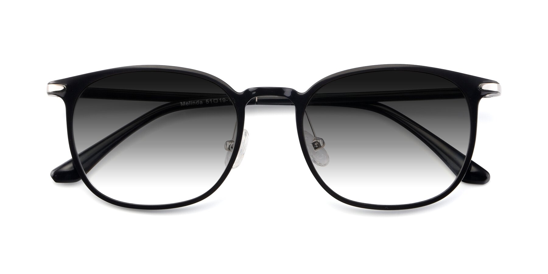 Folded Front of Melinda in Black with Gray Gradient Lenses