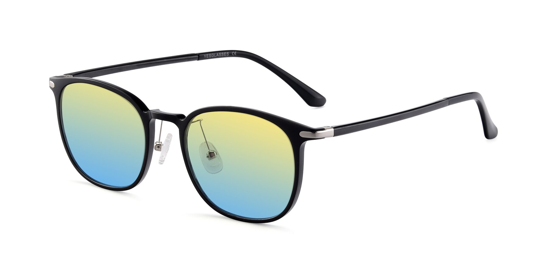 Angle of Melinda in Black with Yellow / Blue Gradient Lenses