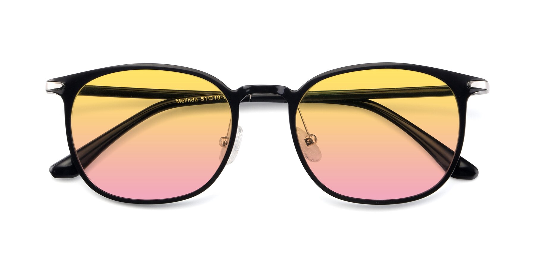 Folded Front of Melinda in Black with Yellow / Pink Gradient Lenses
