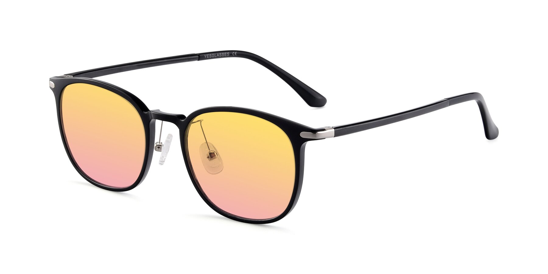 Angle of Melinda in Black with Yellow / Pink Gradient Lenses