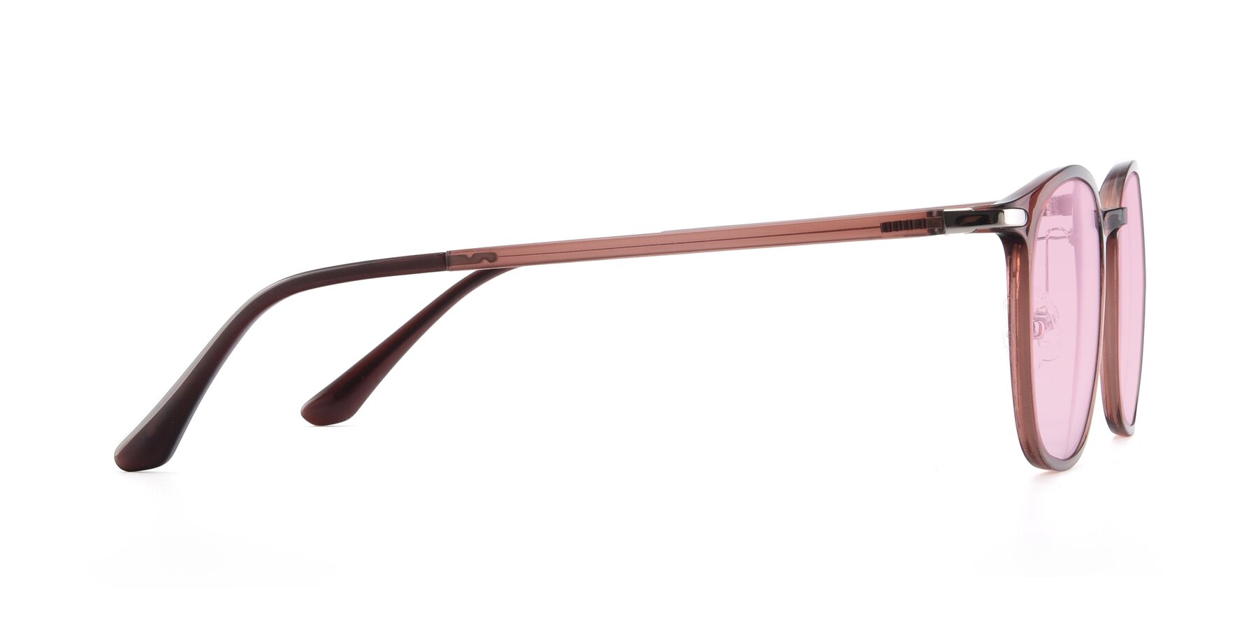 Side of Melinda in Brown with Light Pink Tinted Lenses