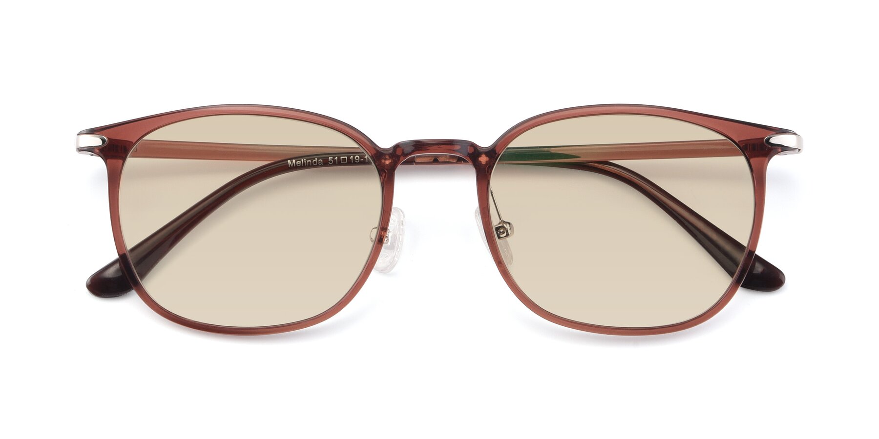 Folded Front of Melinda in Brown with Light Brown Tinted Lenses