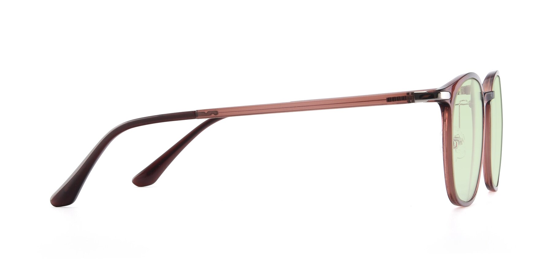 Side of Melinda in Brown with Light Green Tinted Lenses