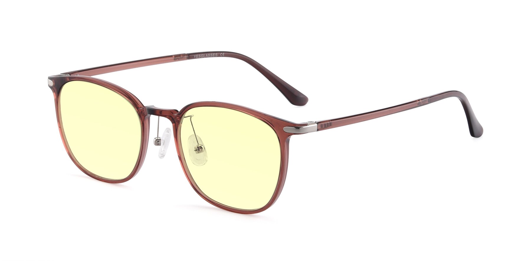 Angle of Melinda in Brown with Light Yellow Tinted Lenses