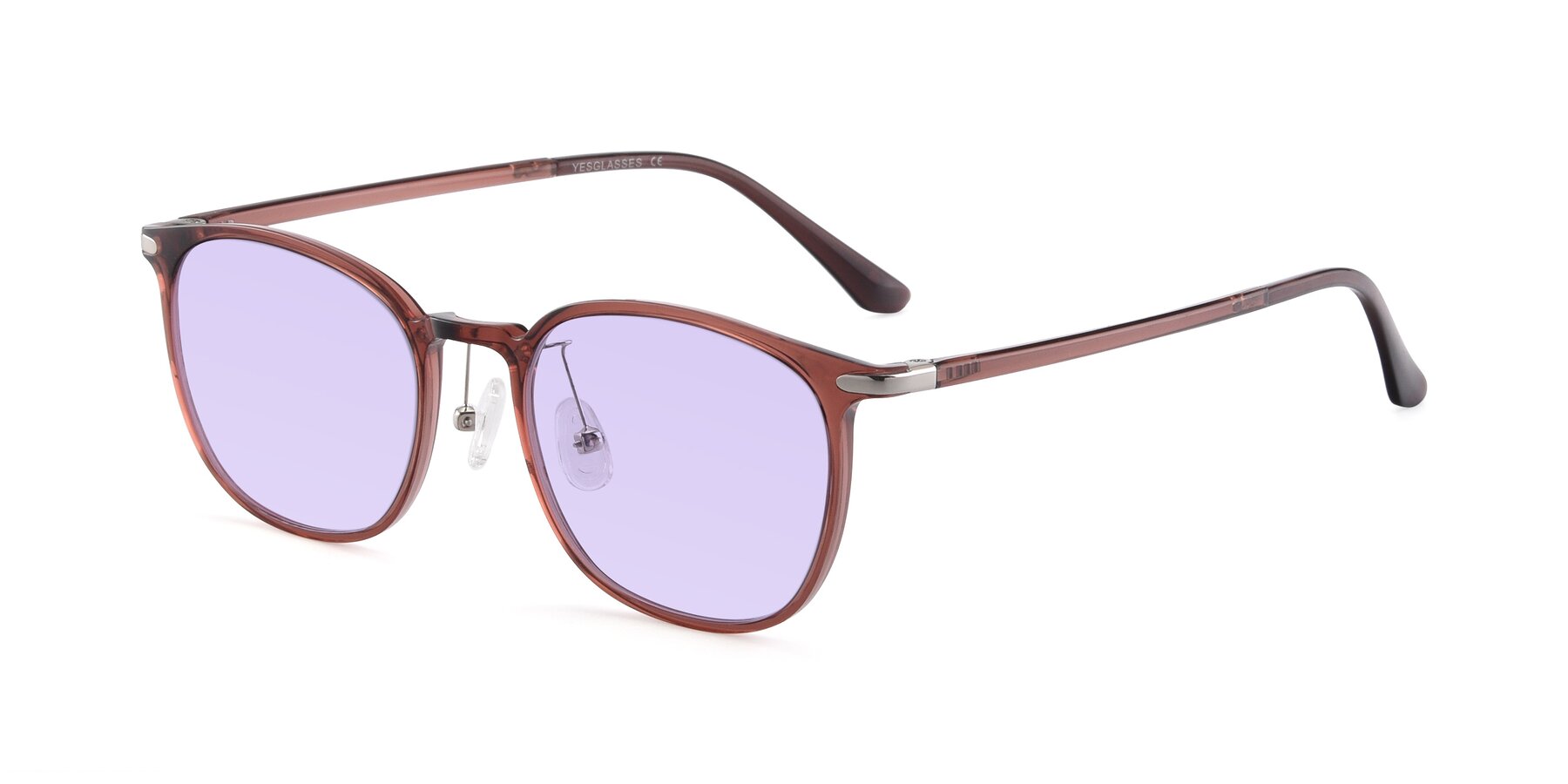 Angle of Melinda in Brown with Light Purple Tinted Lenses