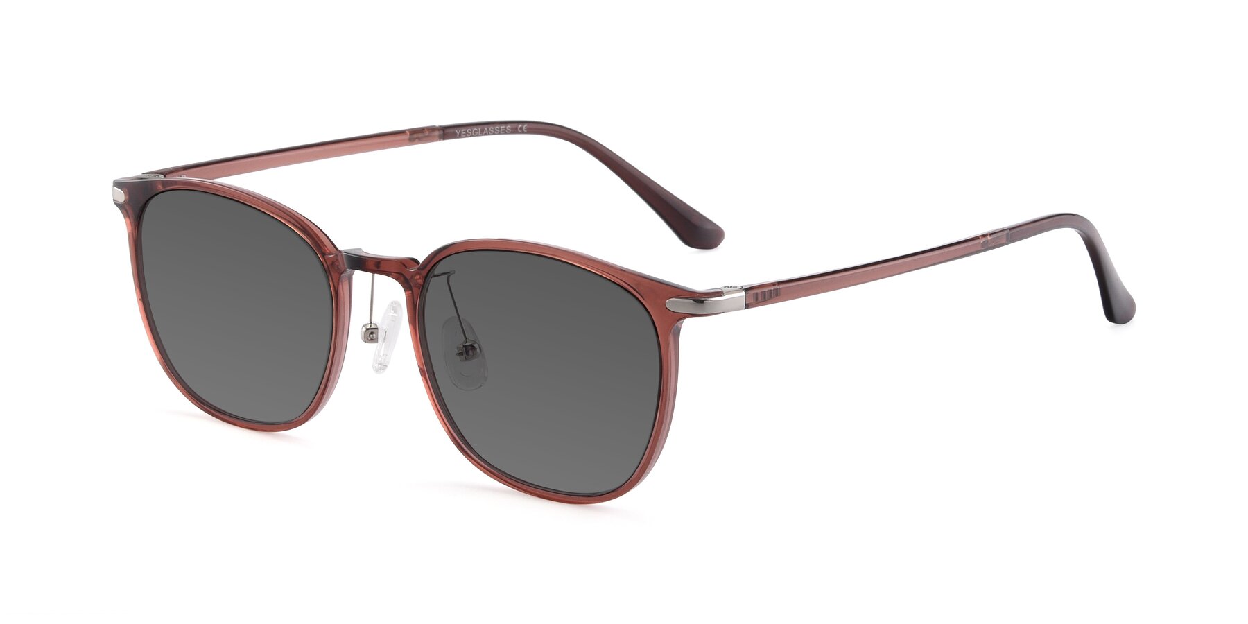 Angle of Melinda in Brown with Medium Gray Tinted Lenses