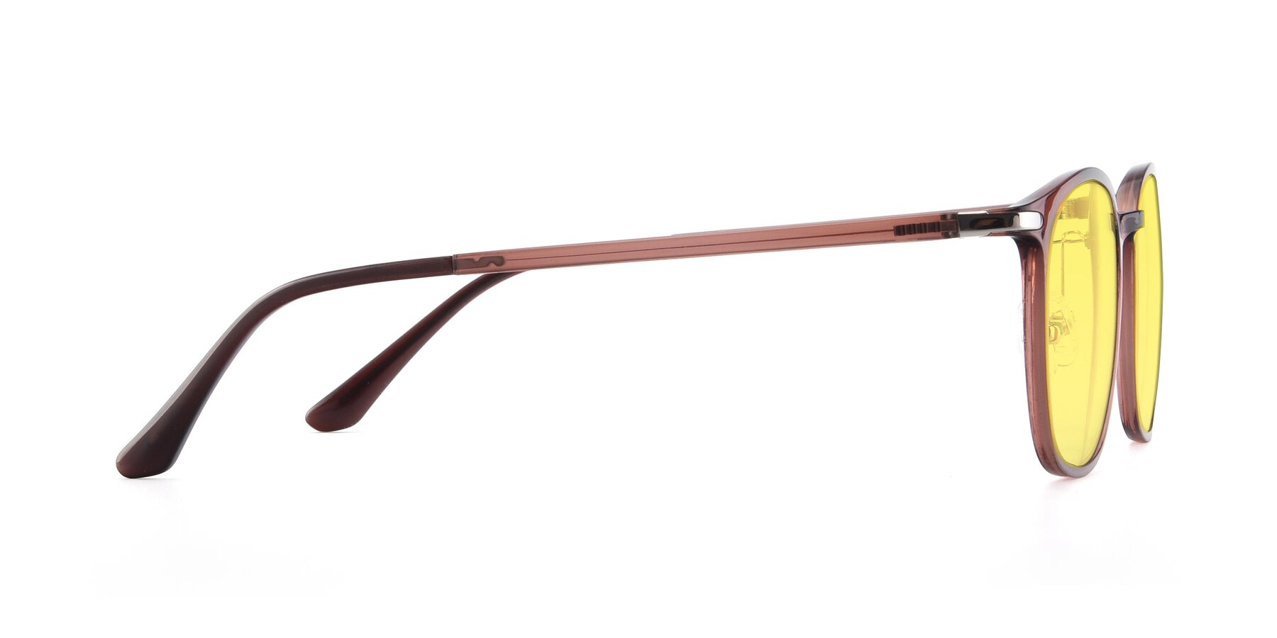 Side of Melinda in Brown with Medium Yellow Tinted Lenses