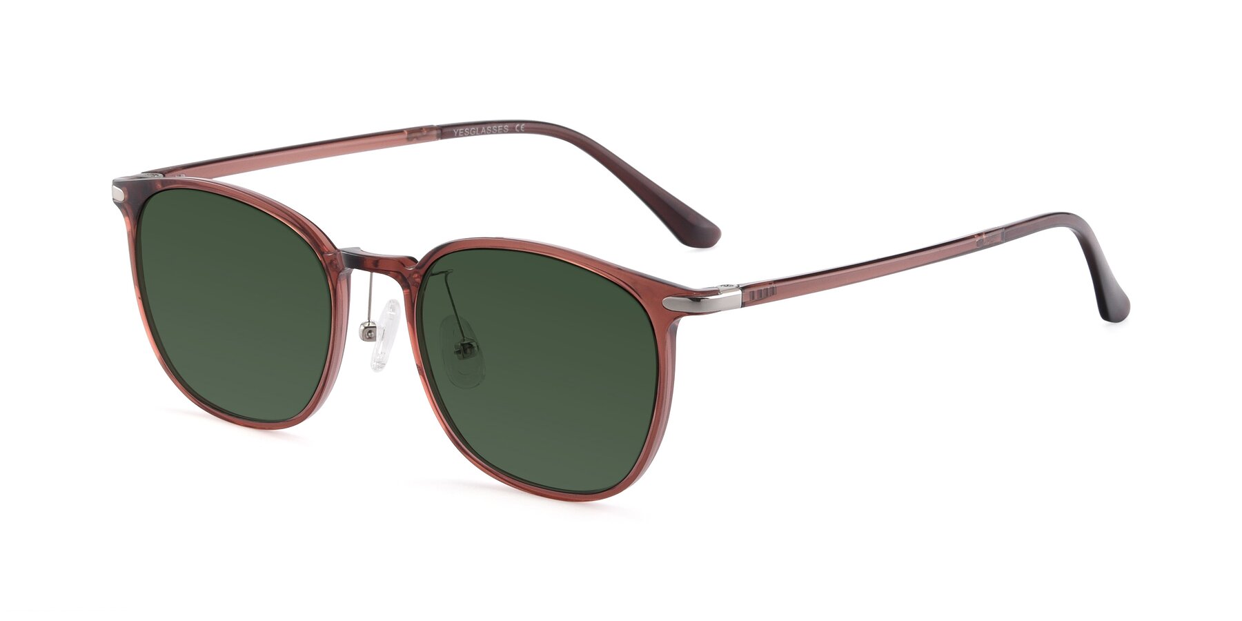 Angle of Melinda in Brown with Green Tinted Lenses