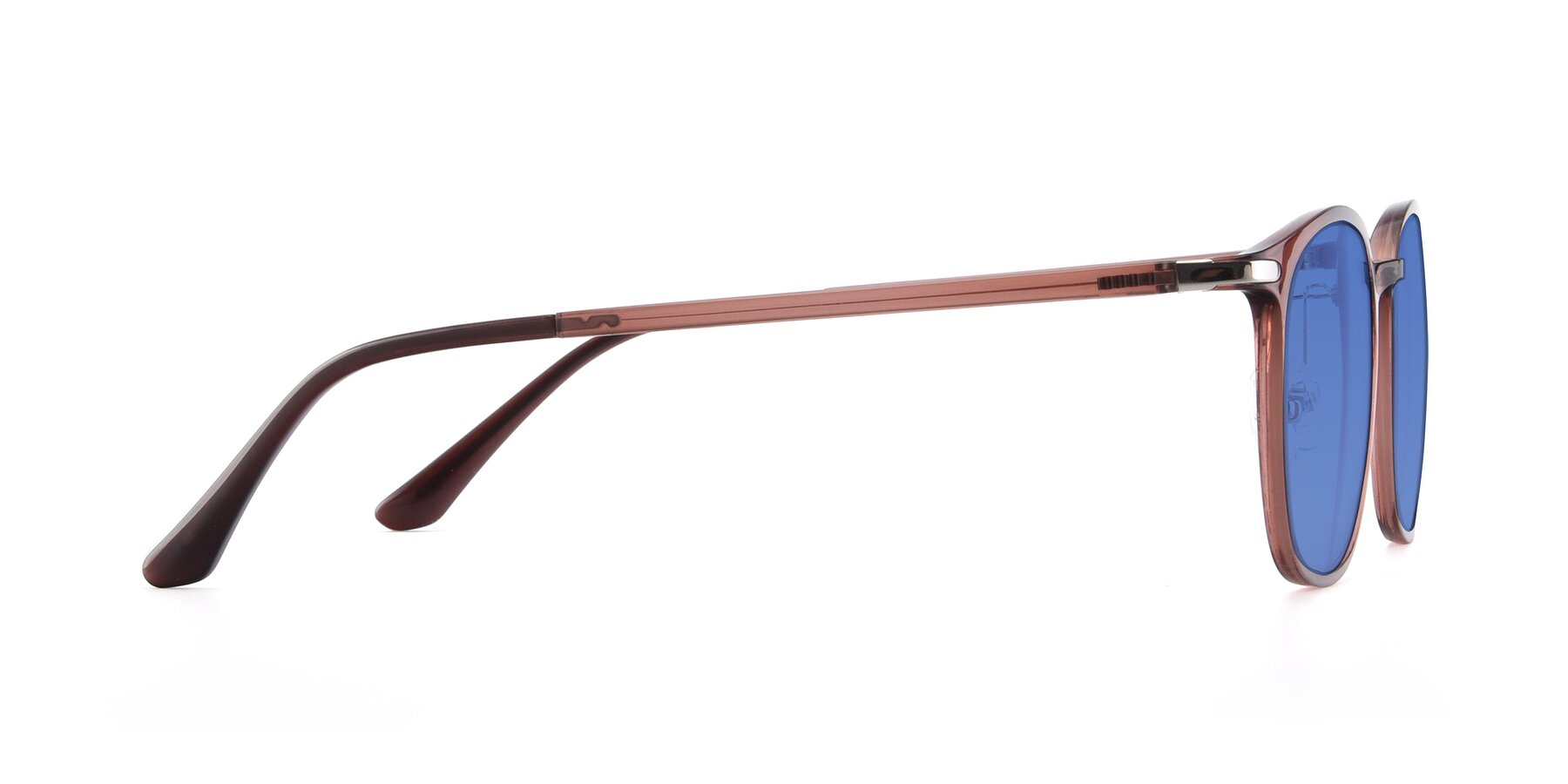 Side of Melinda in Brown with Blue Tinted Lenses