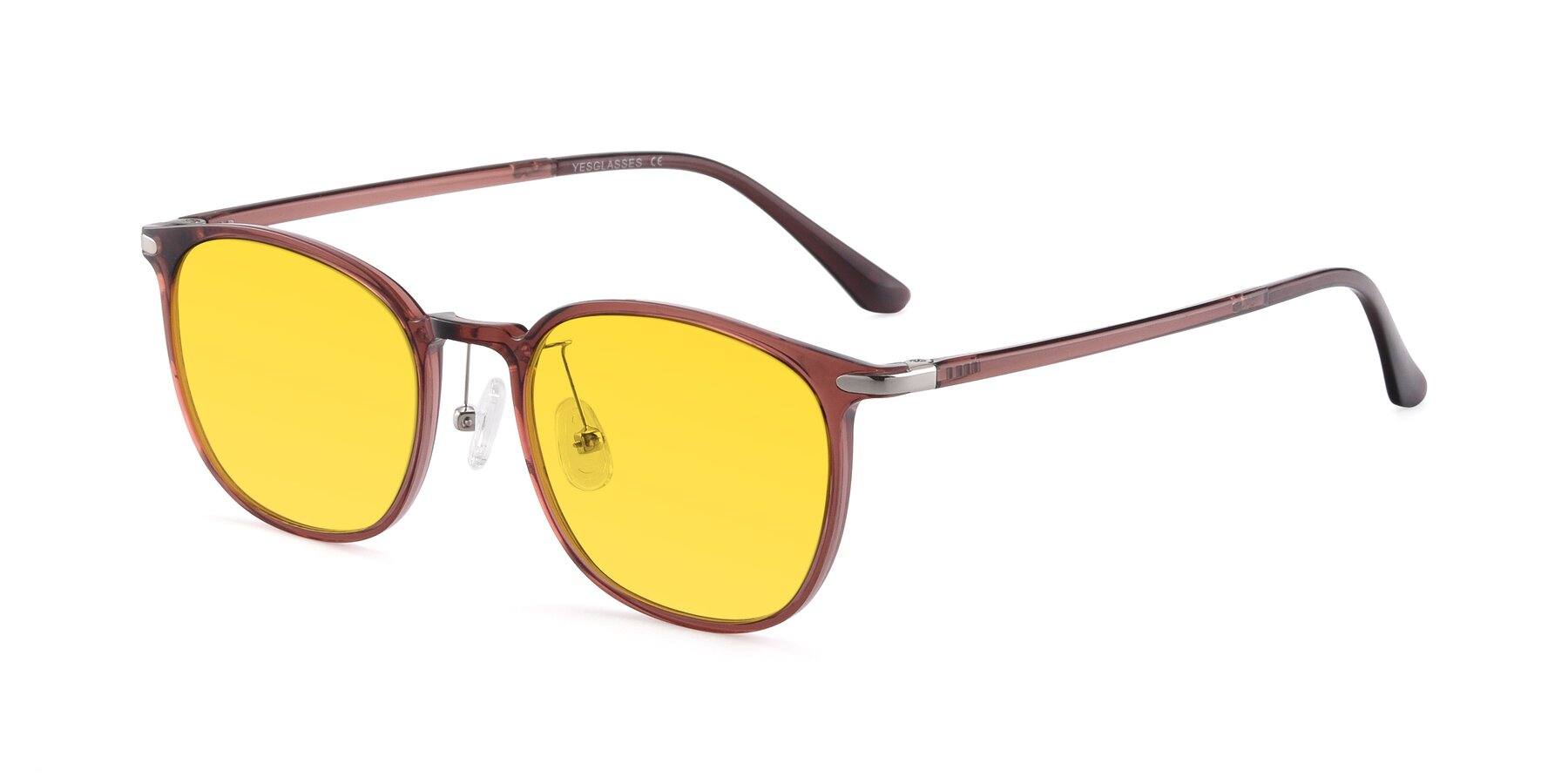 Angle of Melinda in Brown with Yellow Tinted Lenses
