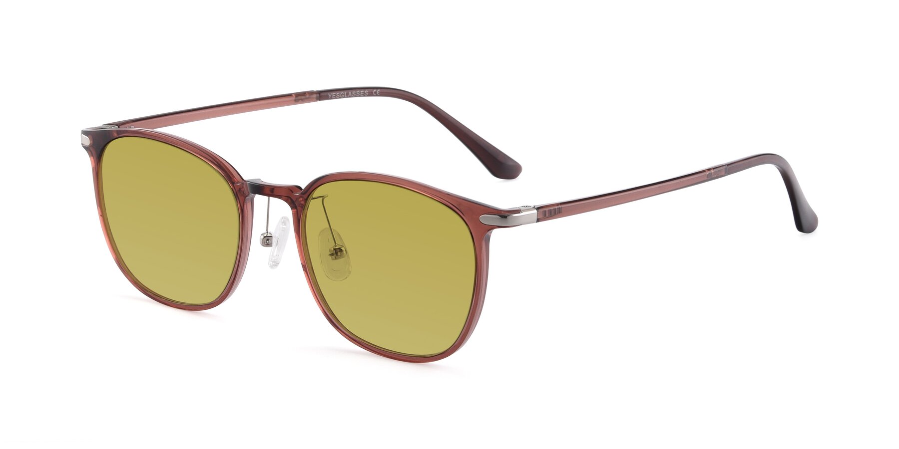 Angle of Melinda in Brown with Champagne Tinted Lenses