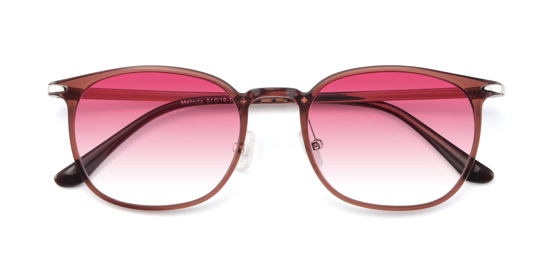 Folded Front of Melinda in Brown with Pink Gradient Lenses