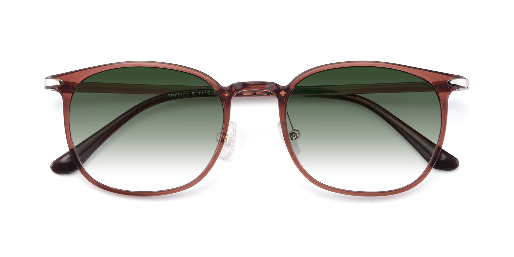 Folded Front of Melinda in Brown with Green Gradient Lenses