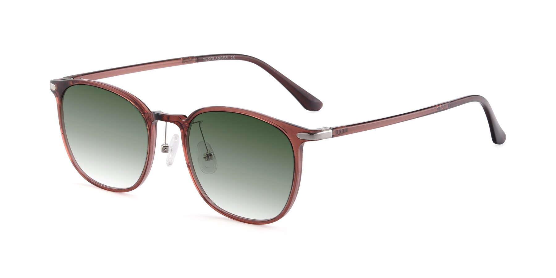 Angle of Melinda in Brown with Green Gradient Lenses