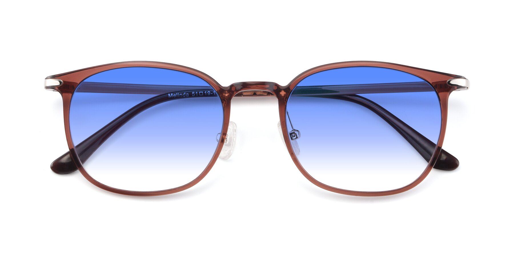 Folded Front of Melinda in Brown with Blue Gradient Lenses
