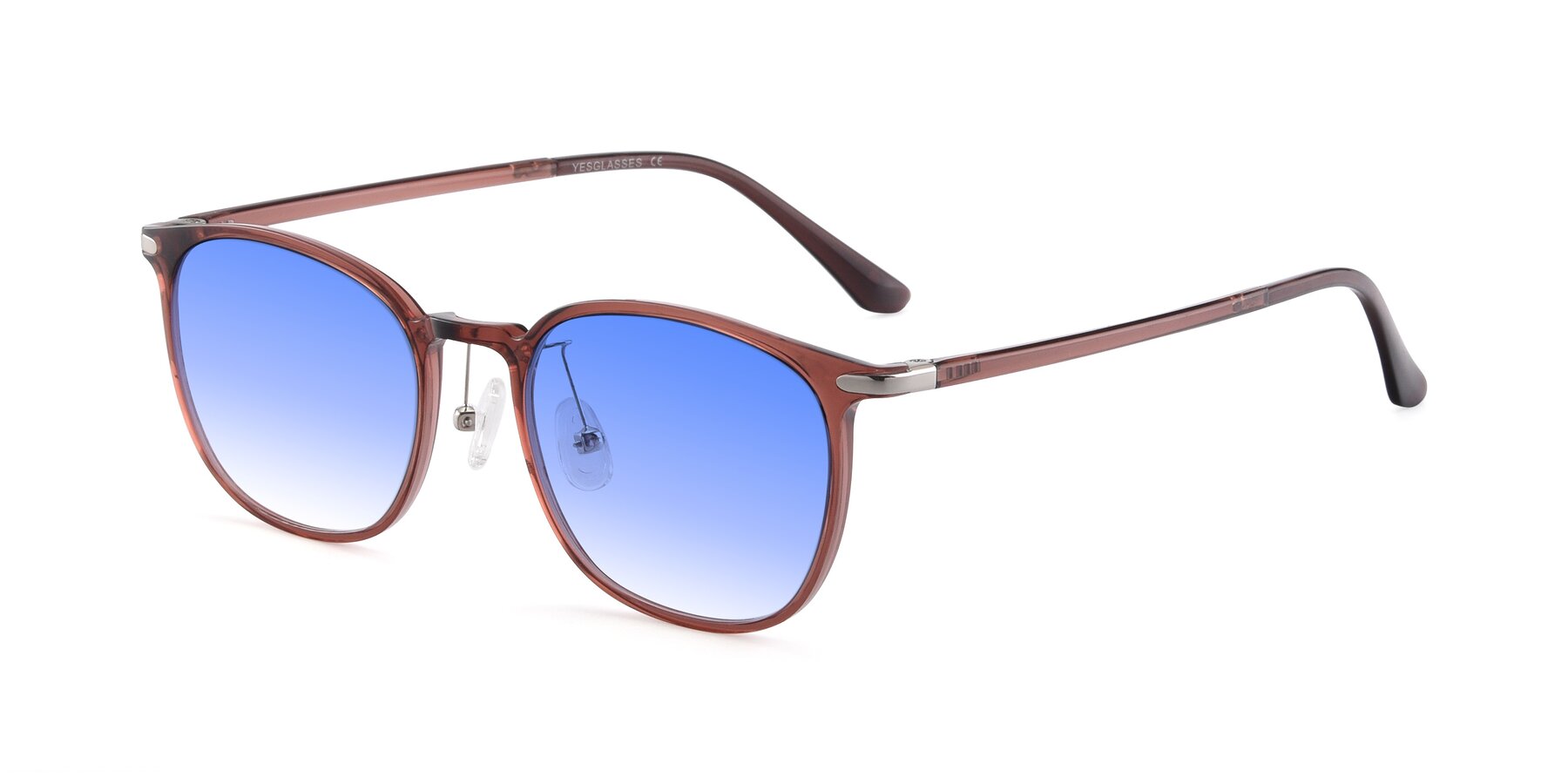 Angle of Melinda in Brown with Blue Gradient Lenses