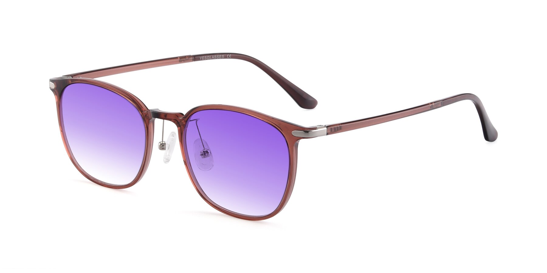 Angle of Melinda in Brown with Purple Gradient Lenses