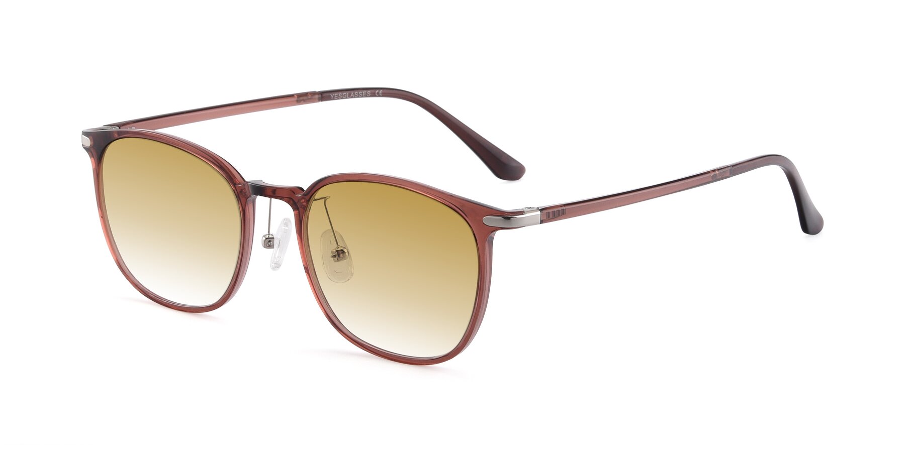 Angle of Melinda in Brown with Champagne Gradient Lenses