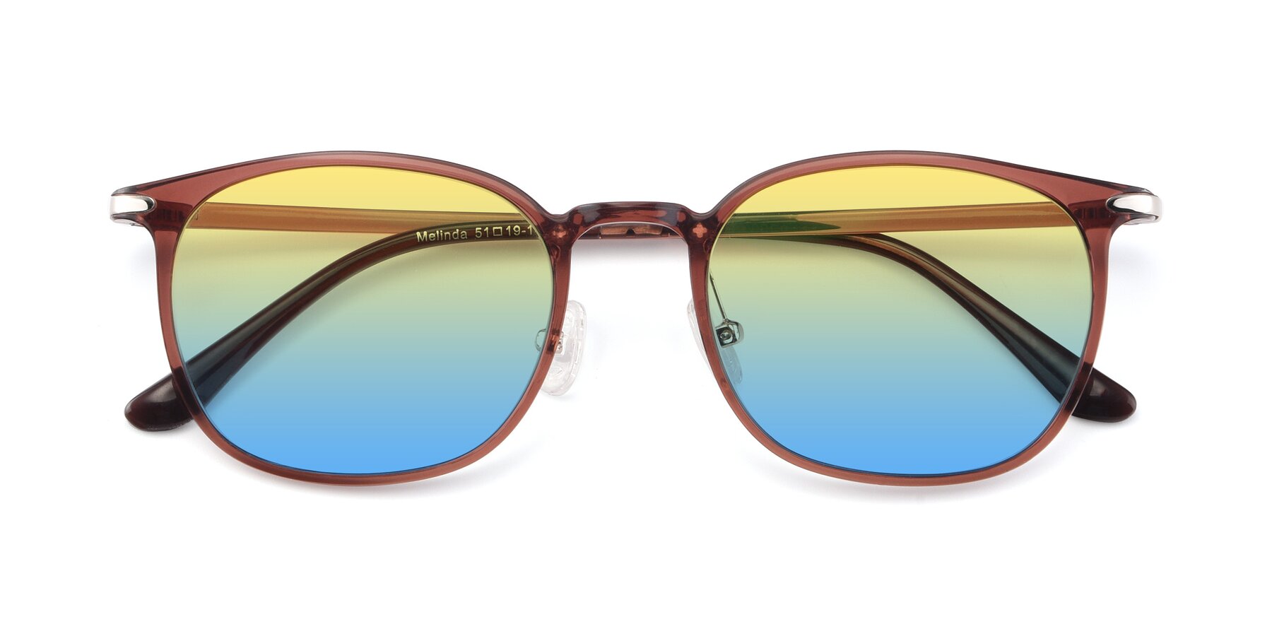 Folded Front of Melinda in Brown with Yellow / Blue Gradient Lenses
