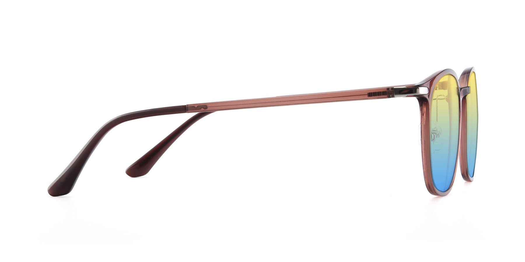 Side of Melinda in Brown with Yellow / Blue Gradient Lenses