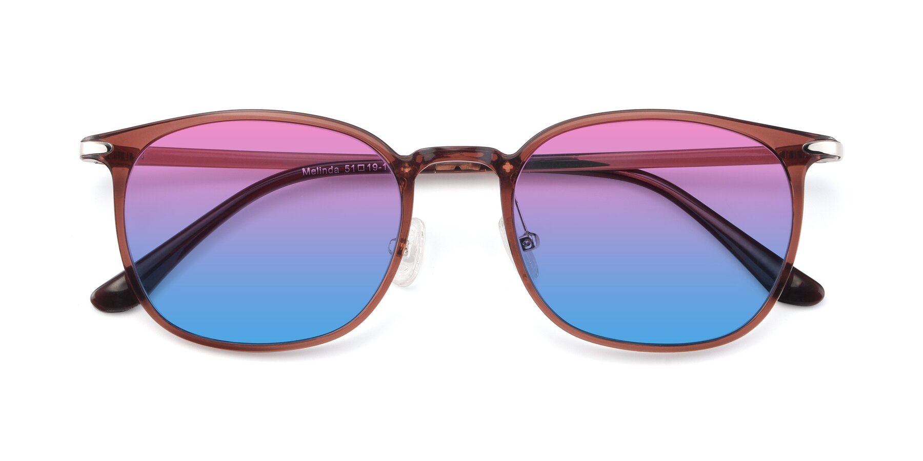 Folded Front of Melinda in Brown with Pink / Blue Gradient Lenses
