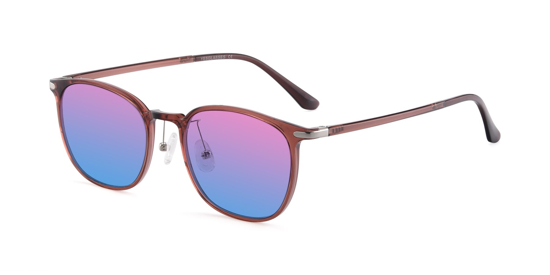 Angle of Melinda in Brown with Pink / Blue Gradient Lenses